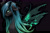 Size: 3000x2000 | Tagged: safe, artist:santagiera, imported from derpibooru, queen chrysalis, changeling, changeling queen, black background, female, floppy ears, looking at you, simple background, smiling, solo