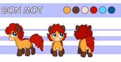 Size: 1000x515 | Tagged: safe, artist:bon mot, imported from derpibooru, oc, oc only, oc:bon mot, earth pony, hybrid, pony, abstract background, butt, colt, cute, freckles, looking at you, looking back, looking up, male, ocbetes, plot, reference sheet, smiling, text