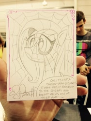 Size: 640x852 | Tagged: safe, artist:andypriceart, imported from derpibooru, fluttershy, spider, andy you magnificent bastard, australia, clothes, costume, female, solo, spider web, spider-man, traditional art