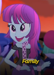 Size: 356x494 | Tagged: safe, imported from derpibooru, screencap, drama letter, microchips, mystery mint, watermelody, equestria girls, rainbow rocks, background human, cute, discovery family, discovery family logo, logo, mysterybetes, solo focus, teeth