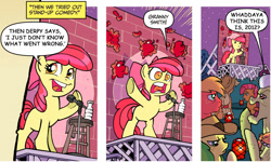 Size: 940x565 | Tagged: safe, idw, imported from derpibooru, apple bloom, apple fritter, applejack, babs seed, granny smith, friends forever, spoiler:comic, spoiler:comicff2, 2012, apple bloom's bad joke, exploitable meme