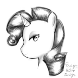 Size: 1750x1750 | Tagged: safe, artist:parody-of-eve, imported from derpibooru, rarity, bust, female, grayscale, i like her mane, i really like her mane, monochrome, portrait, solo