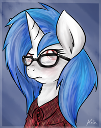 Size: 664x838 | Tagged: safe, artist:kristysk, imported from derpibooru, dj pon-3, vinyl scratch, pony, female, glasses, hipster, solo