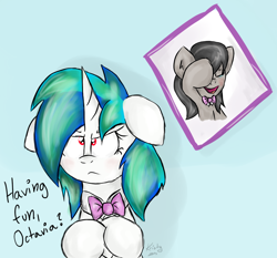 Size: 934x869 | Tagged: safe, artist:kristysk, imported from derpibooru, dj pon-3, octavia melody, vinyl scratch, pony, bowtie, duo, hair dye