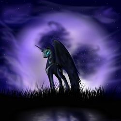 Size: 2000x2000 | Tagged: safe, artist:alicekvartersson, imported from derpibooru, nightmare moon, alicorn, pony, female, glowing eyes, solo