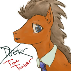 Size: 700x700 | Tagged: safe, artist:sasho1223, imported from derpibooru, doctor whooves, time turner, male, necktie, pixiv, solo