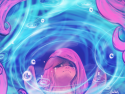 Size: 1920x1440 | Tagged: safe, artist:lumineko, imported from derpibooru, pinkie pie, cave, cave pool, crying, mirror pool, pinkamena diane pie, pixiv, water