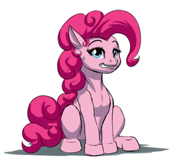 Size: 1827x1707 | Tagged: safe, artist:mykegreywolf, imported from derpibooru, pinkie pie, earth pony, pony, cute, diapinkes, female, looking at you, mare, simple background, sitting, smiling, solo, sweatdrop, white background
