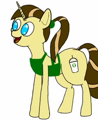 Size: 768x945 | Tagged: artist needed, safe, imported from derpibooru, oc, oc only, oc:java chip, unicorn, coffee, cutie mark, horn, solo, unicorn oc
