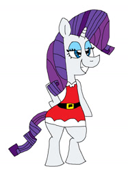 Size: 1049x1401 | Tagged: safe, artist:hunterxcolleen, imported from derpibooru, rarity, pony, bipedal, christmas, clothes, dress