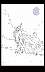 Size: 800x1280 | Tagged: safe, artist:theroyalprincesses, imported from derpibooru, princess celestia, princess luna, crying, monochrome, moon