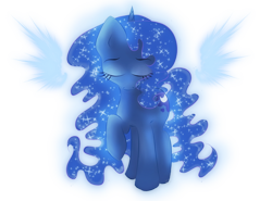 Size: 1006x745 | Tagged: safe, artist:avelineh, imported from derpibooru, princess luna, eyes closed, female, raised hoof, solo