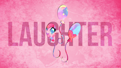 Size: 1024x576 | Tagged: safe, artist:utterlyludicrous, imported from derpibooru, pinkie pie, balloon, cutie mark, laughing, wallpaper