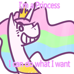 Size: 500x500 | Tagged: safe, artist:bronyoverlord, imported from derpibooru, princess celestia, princess molestia, image macro, meme, x intensifies