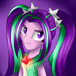 Size: 1024x1024 | Tagged: safe, artist:mcnettilegendary, imported from derpibooru, aria blaze, equestria girls, rainbow rocks, female, frown, solo