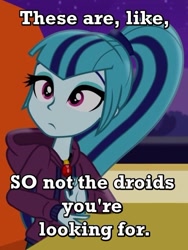 Size: 480x639 | Tagged: safe, imported from derpibooru, screencap, sonata dusk, equestria girls, rainbow rocks, blatant lies, female, image macro, jedi mind trick, meme, solo, star wars