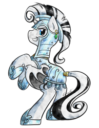 Size: 561x725 | Tagged: safe, artist:secret-pony, imported from derpibooru, oc, oc only, oc:crystal stripes, alicorn, bat pony, crystal pony, pony, armor, royal guard, solo