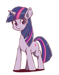 Size: 1500x1900 | Tagged: safe, artist:nazonazopowerfu, imported from derpibooru, twilight sparkle, pony, unicorn, blushing, cute, female, looking at you, mare, pixiv, simple background, smiling, solo, twiabetes, white background