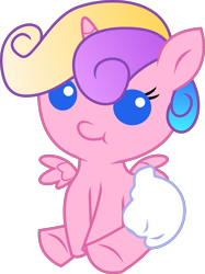 Size: 3287x4386 | Tagged: safe, artist:syekun, imported from derpibooru, princess skyla, absurd resolution, baby, diaper, female, simple background, solo, transparent background, vector