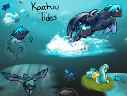 Size: 1024x768 | Tagged: safe, artist:supersmashwolves, imported from derpibooru, oc, oc only, oc:kaatu tides, oc:valta, pegasus, pony, leaping, reference sheet, splash, swimming, underwater, water