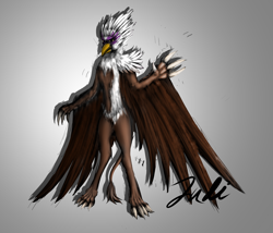 Size: 3500x3000 | Tagged: safe, artist:judicator, imported from derpibooru, gilda, anthro, griffon, concept art, female, looking at you, realistic, solo