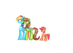 Size: 7020x5100 | Tagged: safe, artist:rozzy3, imported from derpibooru, rainbow dash, scootaloo, oc, absurd resolution