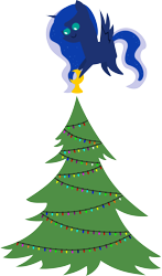 Size: 1900x3225 | Tagged: safe, artist:v0jelly, imported from derpibooru, princess luna, christmas tree, female, flying, pointy ponies, simple background, solo, transparent background, tree