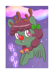 Size: 490x688 | Tagged: safe, artist:mt, imported from derpibooru, oc, oc only, oc:windcatcher, antlers, bell, christmas, red nose