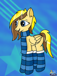 Size: 720x960 | Tagged: safe, artist:storm chaser, imported from derpibooru, pegasus, pony, clothes, femboy, male, scarf, socks, stallion, striped socks