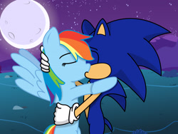 Size: 2592x1944 | Tagged: safe, artist:marigretle, artist:misteraibo, artist:quasdar, imported from derpibooru, rainbow dash, crossover, crossover shipping, fanfic, hug, kissing, shipping, sonic the hedgehog, sonic the hedgehog (series), sonicdash