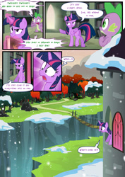 Size: 3500x4951 | Tagged: safe, artist:light e7fe, artist:light262, artist:lummh, imported from derpibooru, spike, twilight sparkle, alicorn, pony, comic:timey wimey, comic, female, mare, snow, snowfall, twilight sparkle (alicorn)