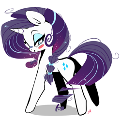 Size: 900x900 | Tagged: safe, artist:clockworkquartet, imported from derpibooru, rarity, pony, unicorn, alternate hairstyle, bedroom eyes, blush sticker, blushing, bow, braid, cute, female, hair bow, mare, raribetes, solo