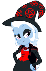Size: 1608x2468 | Tagged: safe, artist:spartan-45, imported from derpibooru, trixie, equestria girls, black metal, death metal, goth, gothic, metal, pentagram, simple background, solo, transparent background, vector
