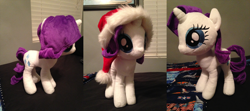 Size: 3500x1556 | Tagged: safe, artist:iflysna94, imported from derpibooru, rarity, pony, hat, irl, photo, plushie, santa hat