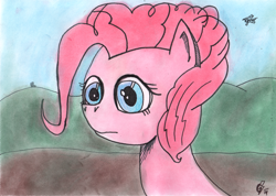 Size: 1280x911 | Tagged: safe, artist:hippik, imported from derpibooru, pinkie pie, pony, female, solo, thousand yard stare