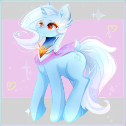 Size: 1266x1272 | Tagged: safe, artist:koveliana, imported from derpibooru, trixie, pony, unicorn, alicorn amulet, chromatic aberration, female, glowing eyes, heart, heart eyes, mare, solo, wingding eyes