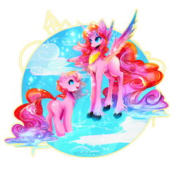 Size: 4444x4444 | Tagged: safe, artist:koveliana, imported from derpibooru, pinkie pie, alicorn, pony, absurd resolution, alicornified, butt, chromatic aberration, color porn, duality, ethereal mane, pinkiecorn, plot, race swap, self ponidox, xk-class end-of-the-world scenario