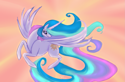 Size: 1189x784 | Tagged: safe, artist:muteerror, imported from derpibooru, princess celestia, female, flying, solo, sun