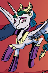 Size: 379x574 | Tagged: safe, idw, imported from derpibooru, princess celestia, reflections, spoiler:comic, evil celestia, evil counterpart, female, mirror universe, solo