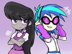 Size: 400x300 | Tagged: safe, artist:baekgup, imported from derpibooru, dj pon-3, octavia melody, vinyl scratch, equestria girls, headphones, sunglasses