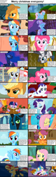 Size: 1282x4018 | Tagged: safe, imported from derpibooru, applejack, derpy hooves, fluttershy, pinkie pie, princess celestia, princess luna, queen chrysalis, rainbow dash, rarity, scootaloo, trixie, twilight sparkle, wind whistler, zecora, oc, oc:cloud swarmer, alicorn, changeling, changeling queen, earth pony, pegasus, pony, unicorn, zebra, book, canterlot, canterlot castle, caption, cs captions, female, filly, foal, g1, mare, ponyville, sugarcube corner