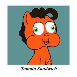 Size: 400x400 | Tagged: safe, artist:crazynutbob, imported from derpibooru, oc, oc only, oc:tomato sandwich, cheek puffing, colt, derp, male, photo, silly, tongue out, wall eyed, younger