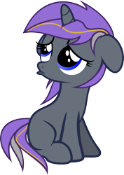 Size: 673x948 | Tagged: safe, artist:slowlearner46, imported from derpibooru, oc, oc only, oc:luminous, blank flank, female, filly, pouting, solo