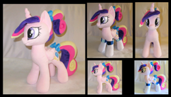 Size: 2717x1541 | Tagged: safe, artist:fireflytwinkletoes, imported from derpibooru, princess cadance, alternate hairstyle, bow, clothes, custom, customized toy, irl, photo, plushie, ponytail, ribbon, socks, solo, tail bow, younger