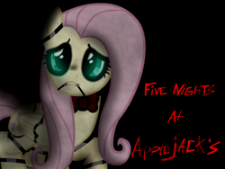 Size: 1024x768 | Tagged: safe, imported from derpibooru, fluttershy, pony, robot, robot pony, five nights at aj's, animatronic, female, solo, wallpaper