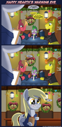 Size: 1250x2550 | Tagged: safe, artist:edowaado, imported from derpibooru, big macintosh, carrot cake, derpy hooves, spike, earth pony, pony, comic, hearth's warming eve, male, muffin, restaurant, stallion, that pony sure does love muffins