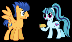 Size: 1024x604 | Tagged: safe, artist:themexicanpunisher, imported from derpibooru, flash sentry, sonata dusk, pegasus, pony, male, ponified, senata, shipping, stallion, taco