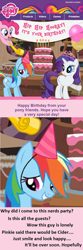 Size: 592x1784 | Tagged: safe, edit, imported from derpibooru, pinkie pie, rainbow dash, rarity, birthday, birthday card, text