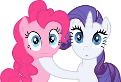 Size: 1204x818 | Tagged: safe, artist:bluefluffydinosaur, imported from derpibooru, pinkie pie, rarity, putting your hoof down, simple background, transparent background, vector