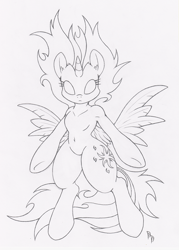 Size: 717x1000 | Tagged: safe, artist:dfectivedvice, imported from derpibooru, twilight sparkle, alicorn, pony, semi-anthro, bipedal, female, glowing eyes, grayscale, mare, monochrome, sketch, solo, traditional art, twilight sparkle (alicorn)